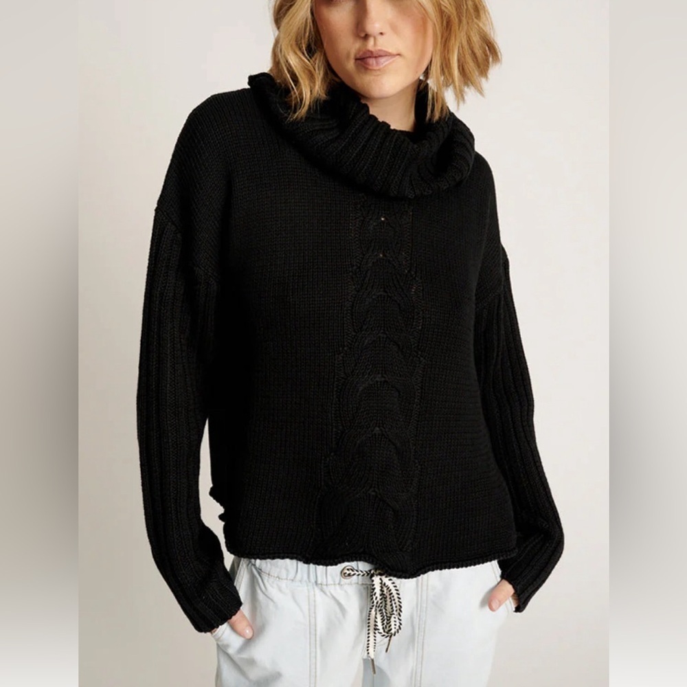 One Teaspoon CLASSIC CHUNKY ROLL NECK KNIT SWEATER BLACK size XL NWT